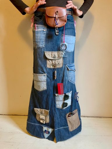 Long skirt with multitude of pockets