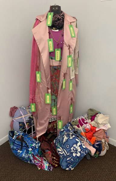 Gown with tags off of each element