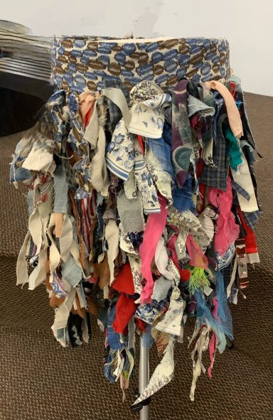 Skirt of many fabric scraps