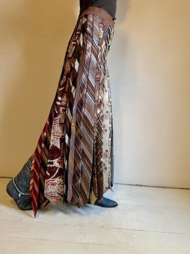 Long skirt made of neckties